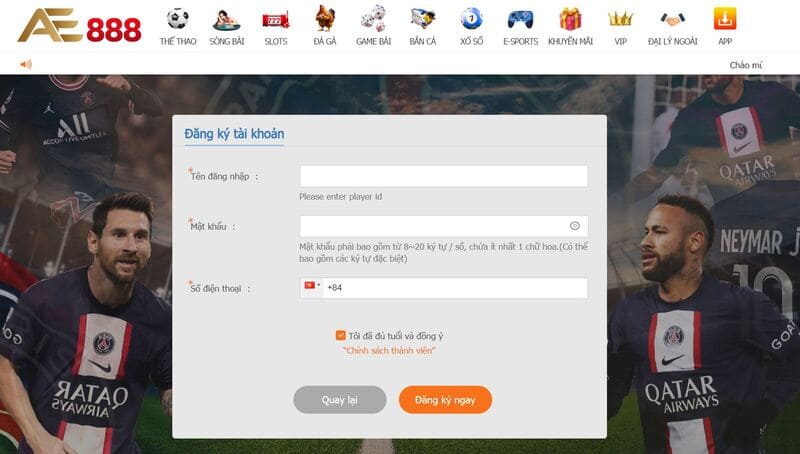 Hướng dẫn đăng ký tài khoản cá cược tại AE888 chi tiết